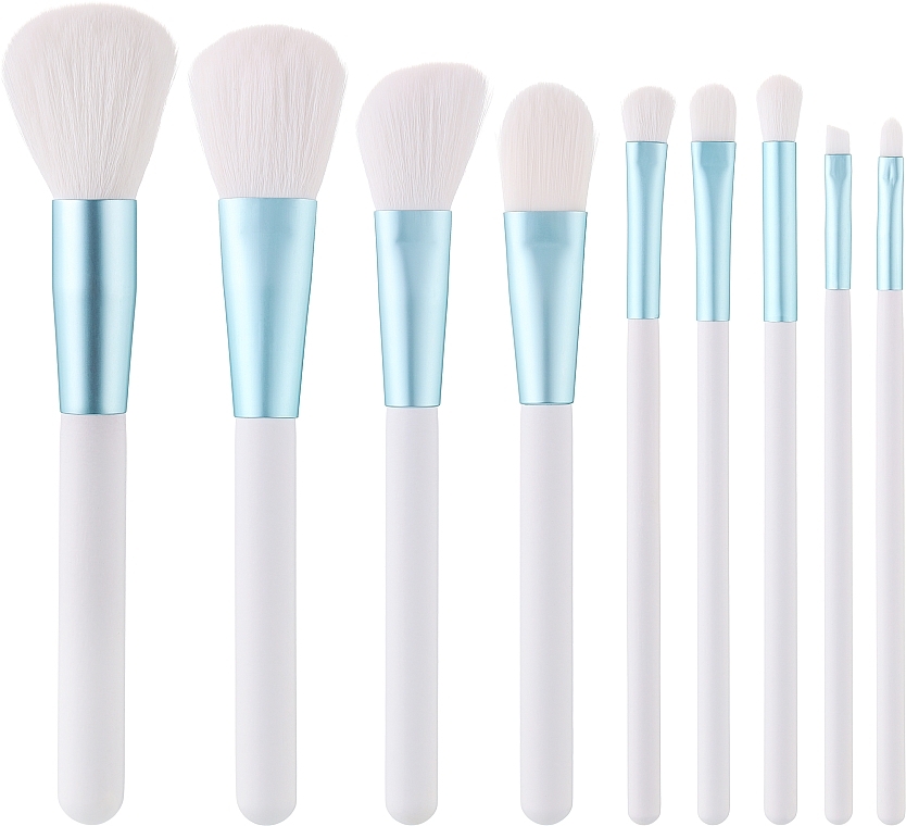 Make-up Pinselset 9-tlg. weiß-hellblau - Tools For Beauty MiMo White Set — Bild N1
