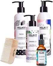 Düfte, Parfümerie und Kosmetik Set für alle Haartypen - Hillary Hair Complex Mask + Jojoba (Conditioner 250ml + Shampoo 250ml + Haarmaske 200ml + Haaröl 30ml + Haarkamm)