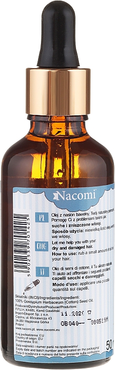 Baumwollsamenöl für das Haar - Nacomi Cotton Seed Oil — Bild N2