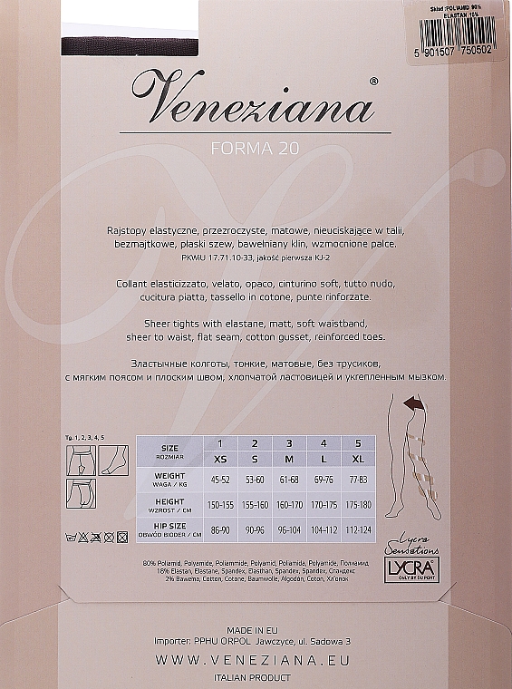 Strumpfhose für Damen Forma 20 Den Cappuccino - Veneziana — Bild N3