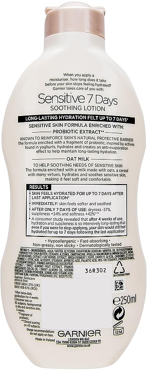 Körperlotion mit Hafermilch - Garnier Body Sensitive 7 Days Soothing Body Lotion  — Bild N1