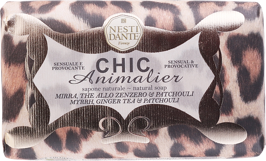 Naturseife Leopard - Nesti Dante Vegetable Soap Myrr, Ginger Tea & Patchouli Chic Animalier Collection — Bild N1