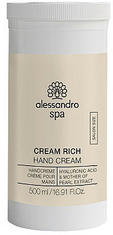 Feuchtigkeitsspendende Anti-Aging Handcreme mit Hyaluronsäure - Alessandro International Spa Cream Rich Hand Cream Salon Size — Bild N2