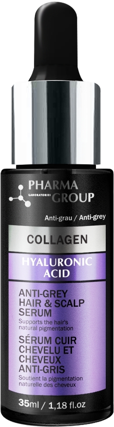 Serum gegen graues Haar - Pharma Group Laboratories Collagen & Hyaluronic Acid Anti-Grey Hair & Scalp Serum — Bild 35 ml