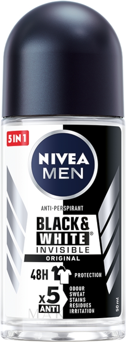 Deo Roll-on Antitranspirant - NIVEA MEN Invisible for Black & White Power Deodorant Roll-on  — Foto 50 ml