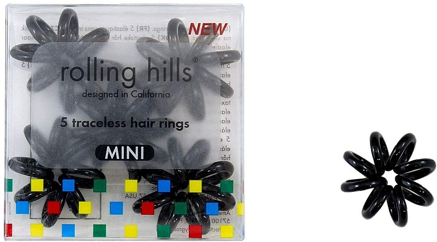 Spiral-Haargummi schwarz 5 St. mini - Rolling Hills 5 Traceless Hair Rings Mini Black — Bild N1