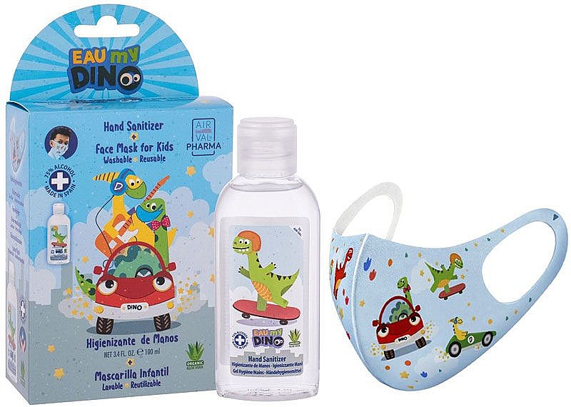 Air-Val International Eau My Dino - Set für Kinder (Handdesinfektionsmittel 100ml + Gersichtsmaske 1St.)  — Bild N1