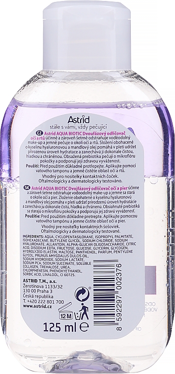 Zweiphasiger Make-up Entferner für Augen und Lippen mit Mandelöl - Astrid Aqua Biotic Two-Phase Makeup Remover Eyes And Lips — Bild N2