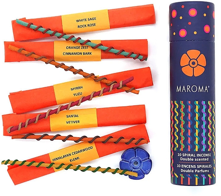 Räucherstäbchen-Set №1 - Maroma Encens d'Auroville Double Scented Spiral Incense Sticks Orange — Bild N1