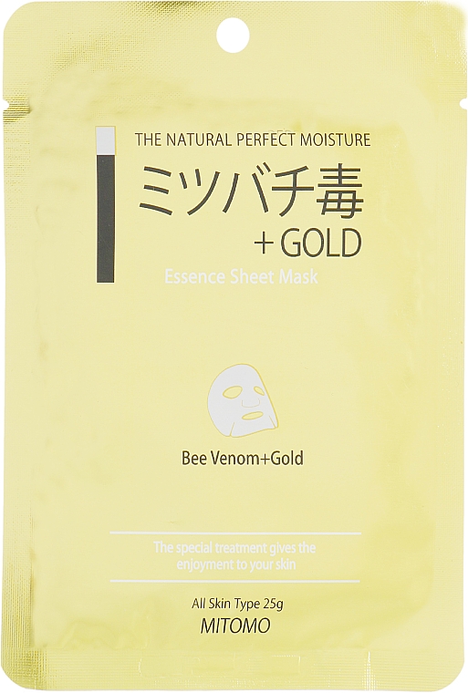 Tuchmaske für das Gesicht mit Bienengift - Mitomo Essence Sheet Mask Bee Venom + Gold — Bild N1