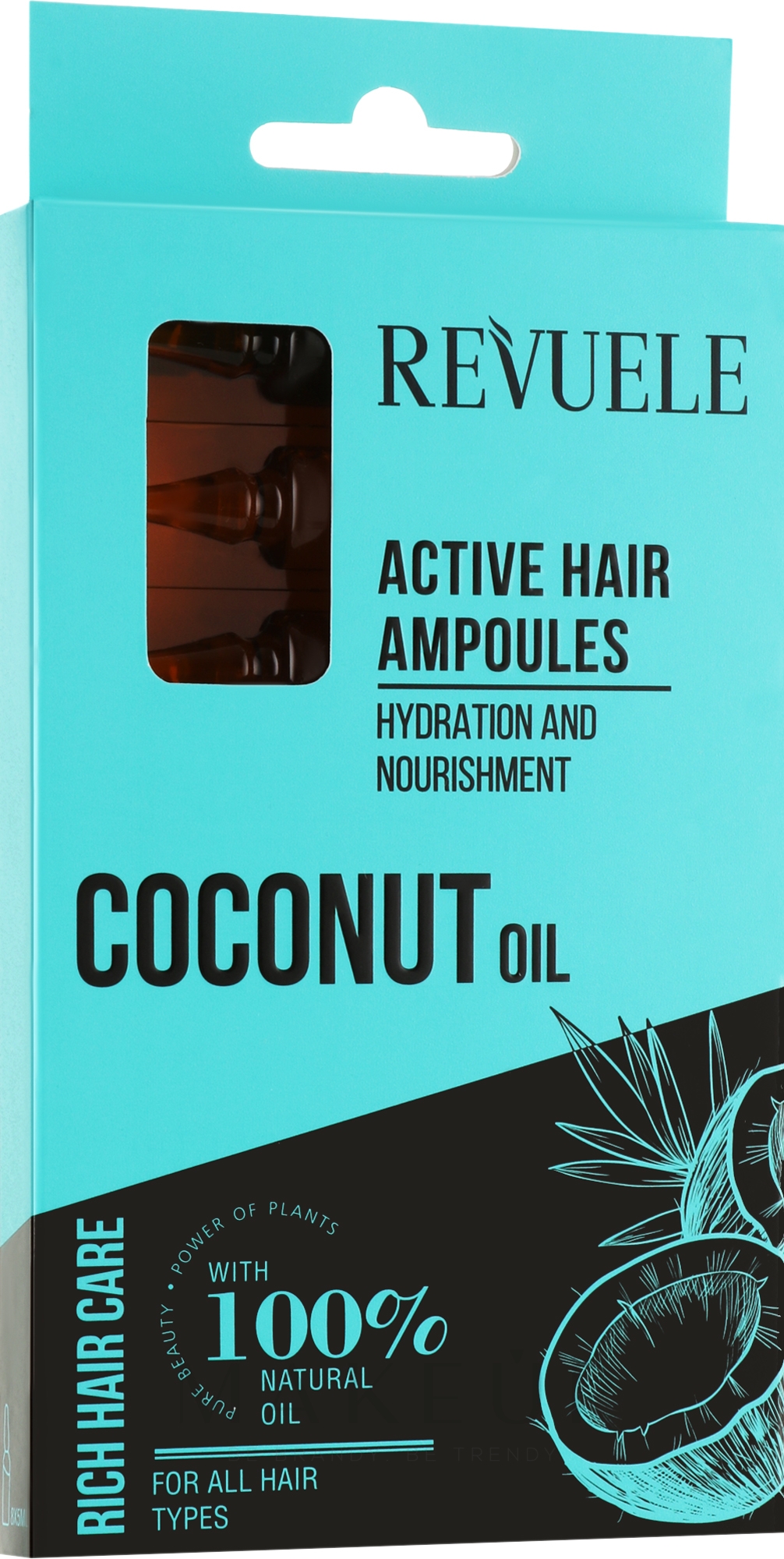 Aktive Haarampullen mit Kokosöl - Revuele Coconut Oil Active Hair Ampoules — Bild 8 x 5 ml