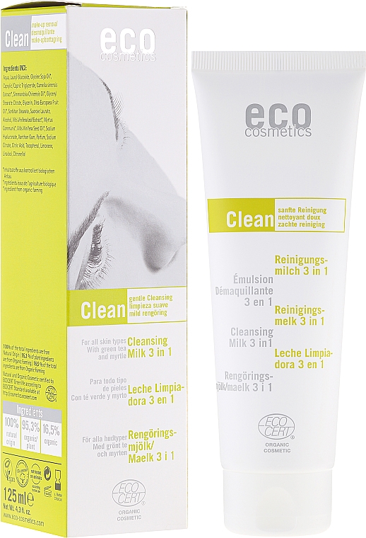 3in1 Reinigungsmilch mit Grüntee und Myrte - Eco Cosmetics