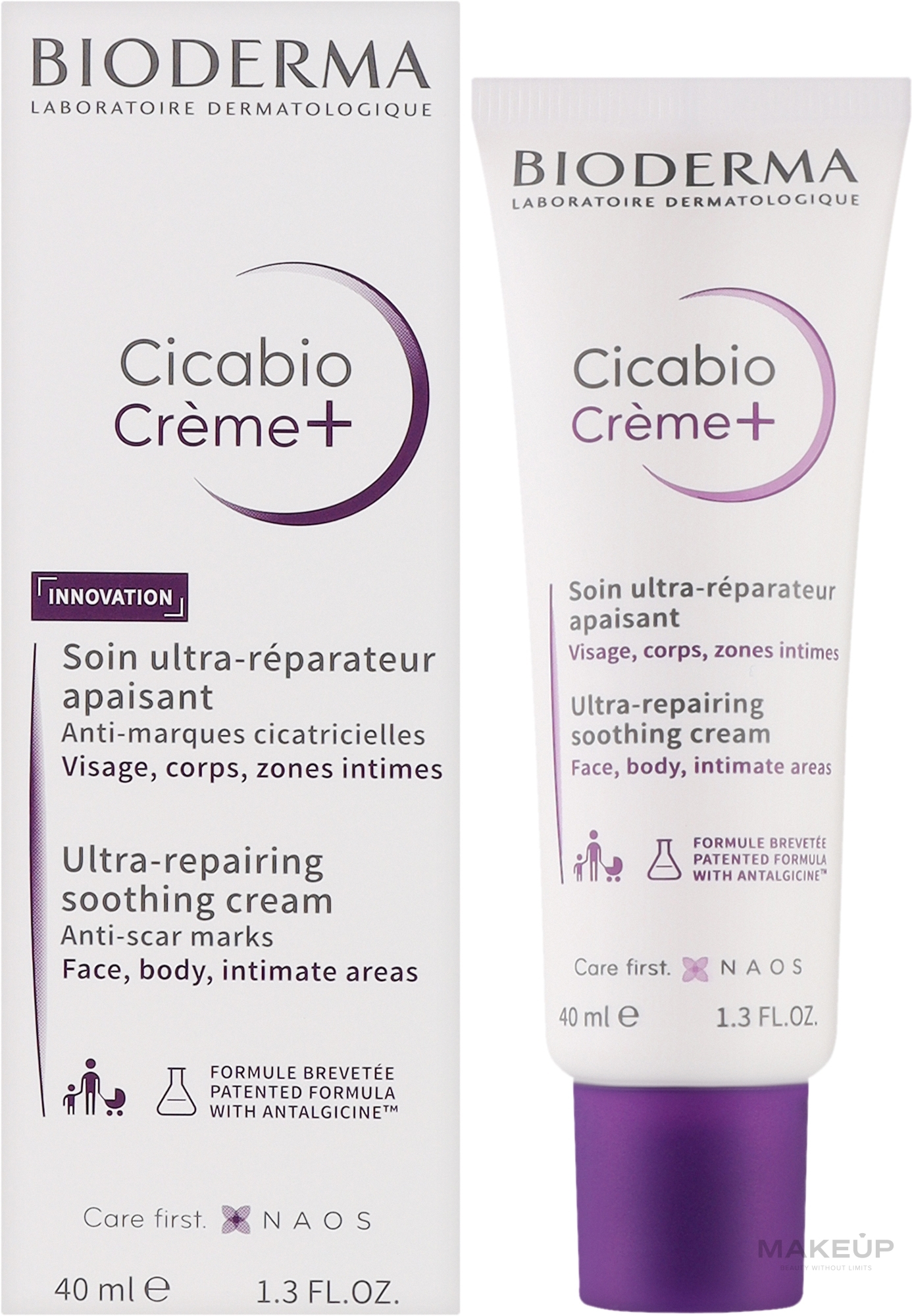 Ultra-regenerierende und beruhigende Creme für Gesicht, Körper und Intimbereich - Bioderma Cicabio Crem+ Ultra-Repairing Soothing Cream — Bild 40 ml