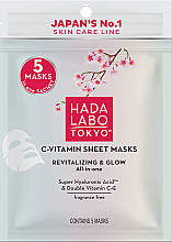 Düfte, Parfümerie und Kosmetik Revitalisierende Tuchmaske für das Gesicht mit Hyaluronsäure und doppeltem Vitamin C und E - Hada Labo Tokyo
