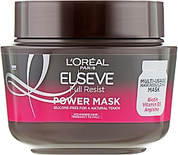 Düfte, Parfümerie und Kosmetik Stärkende Haarmaske mit Biotin, Vitamin B5 und Arginin - L'Oreal Paris Elseve Full Resist Power Mask