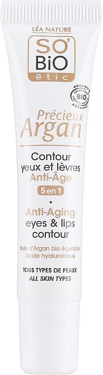 5in1 Anti-Aging Augen- und Lippenkonturcreme mit Bio Arganöl und Hyaluronsäure - So'Bio Etic 5in1 Anti-Aging Eye & Lip Contour Cream — Bild N1