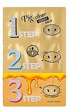 Porenreinigung in 3 Schritten mit Gold und Honig - Holika Holika Pig Nose Clear Black Head 3-Step Kit Honey Gold — Bild N1