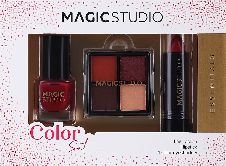 Make-up Set - Magic Studio Essentials Coffret Assortite (Lippenstift 3g + Nagellack 1.6ml + Lidschatten 4x0.8g) — Bild N2