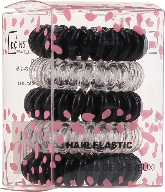 Haargummi aus Silikon schwarz, transparent 5 St. - IDC Institute Design Hair Elastic Pack — Bild N1