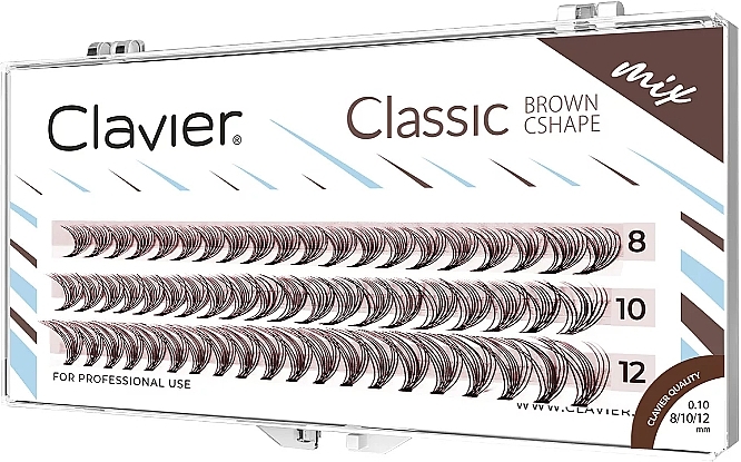 Künstliche Wimpern braun 8, 10, 12 mm C-Kurve 10D - Clavier Classic Brown Cshape Mix  — Bild N1