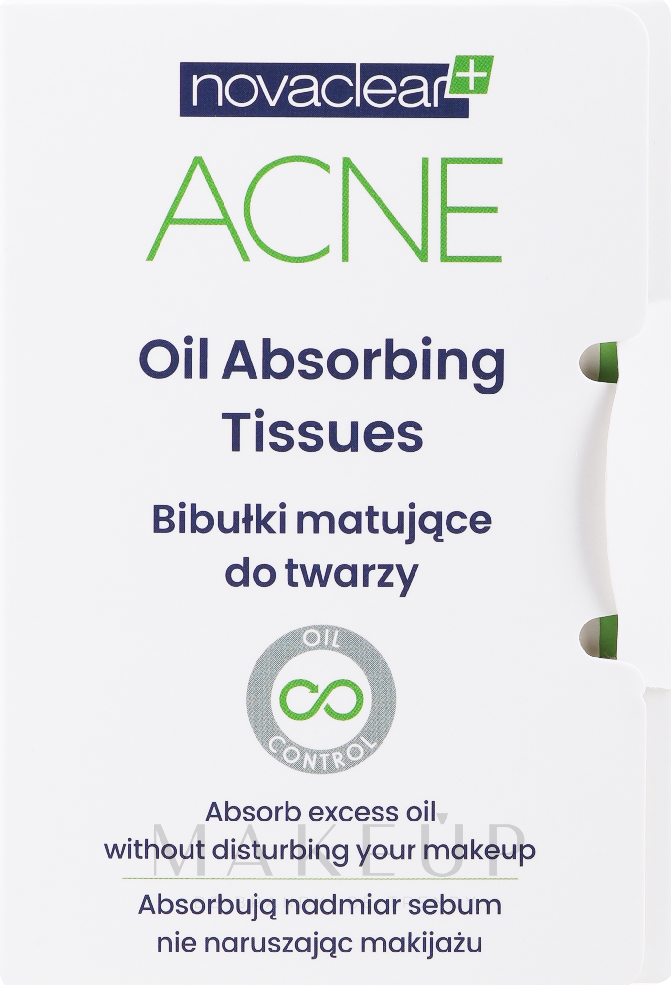 Mattierendes Spezialpapier - Novaclear Acne Oil Absorbing Tissues — Bild 50 St.