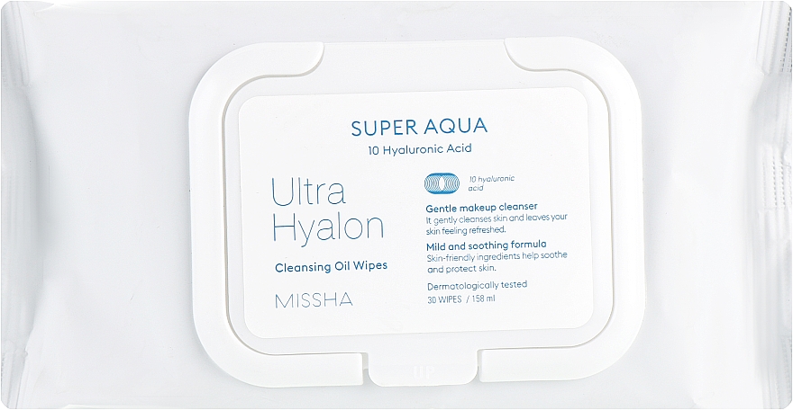 Reinigungstücher mit Ölen und Hyaluronsäure - Missha Super Aqua Ultra Hyalron Cleansing Oil Wipes — Bild N1