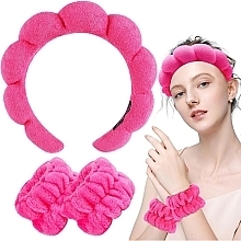 Kosmetik-Stirnband und -Armband-Set O537F, rosa  - Ecarla — Bild N2