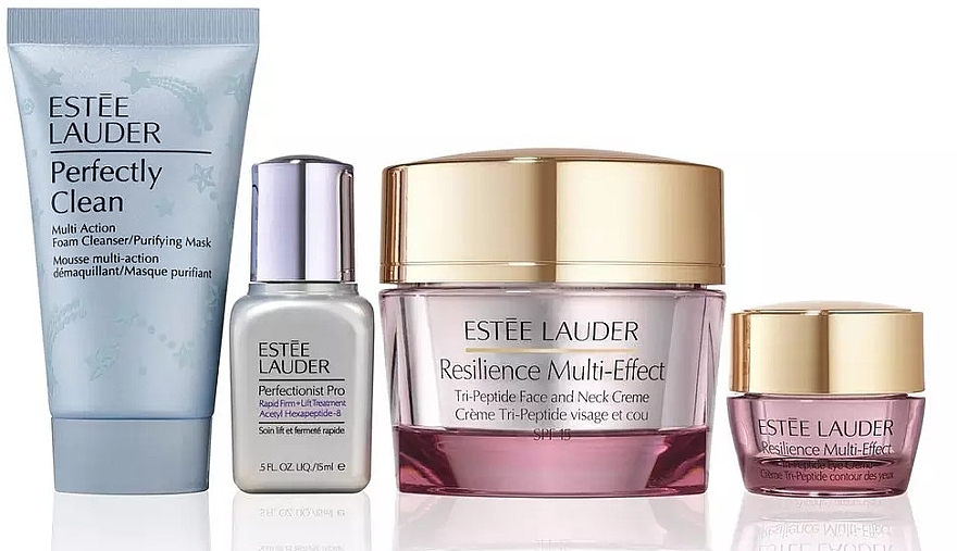 Gesichtspflegeset - Estee Lauder Resilience Moisturizer Holiday Skincare Set (Reinigungsschaum 30ml + Gesichtsbehandlung 15ml + Gesichtscreme 50ml + Augencreme 5ml) — Bild N1