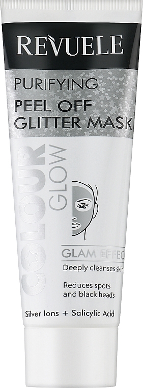 Reinigende Peel-Off Gesichtsmaske mit Silberionen und Salicylsäure - Revuele Color Glow Glitter Mask Pell-Off Purifying