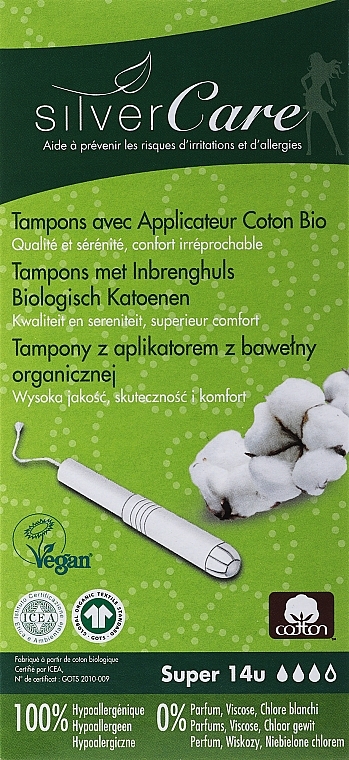 Tampons aus Bio-Baumwolle mit Applikator Super 14 St. - Masmi Silver Care — Bild N1