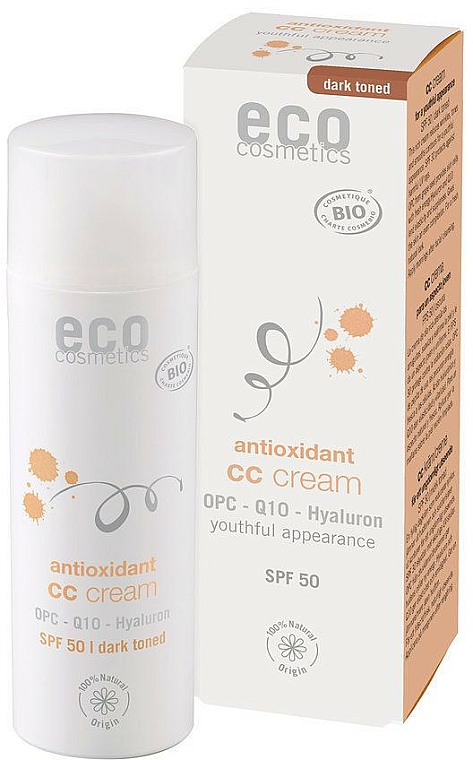 Antioxidative CC Gesichtscreme mit Hyaluronsäure und Coenzym Q10 SPF 50 - Eco Cosmetics Tinted CC Cream SPF 50 — Bild N1