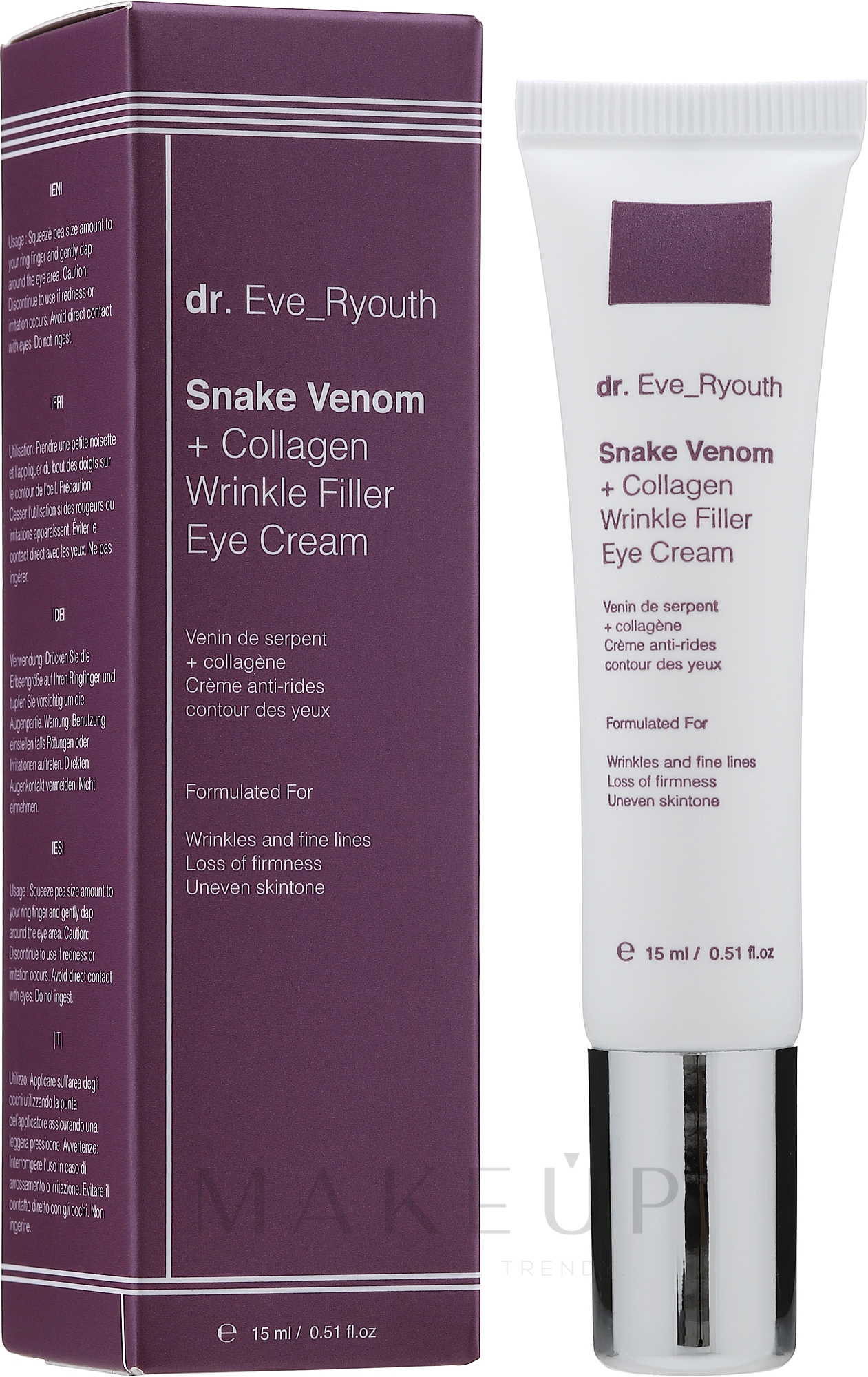 Glättende Anti-Falten Augenkonturcreme mit Schlangengift und Kollagen - Dr. Eve_Ryouth Snake Venom + Collagen Wrinkle Filler Eye Cream — Bild 15 ml
