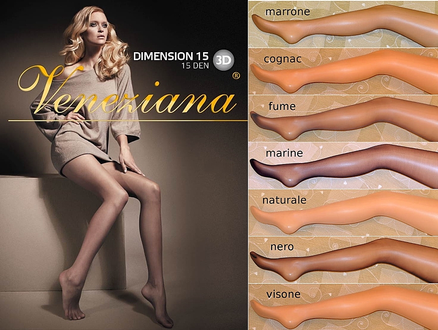 Strumpfhose für Frauen Dimension 3D 15 Den cognac - Veneziana — Bild N2