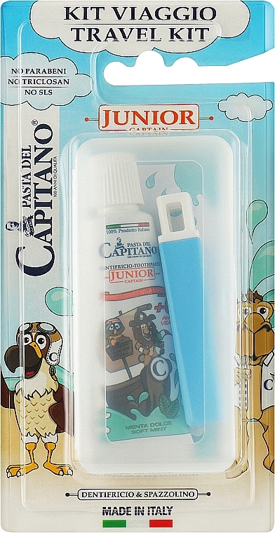 Zahnpflegeset - Pasta Del Capitano Junior Travel Kit 6+ Soft (Zahnpasta 25ml + Zahnbürste 1 St.) — Bild N1