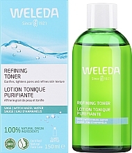 Feuchtigkeitsspendendes Tonikum zur Normalisierung des pH-Werts und zur Verkleinerung der Poren mit Bio-Hamamelis für normale, gemischte und fettige Haut - Weleda Refining Toner  — Bild N1