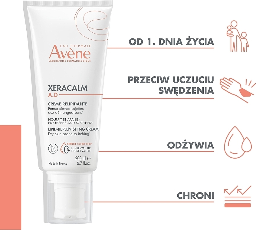 Rückfettende Gesichts- und Körpercreme für empfindliche, trockene und zu Juckreiz neigende Haut - Avene XeraCalm A.D Cream Relipidant — Bild N4