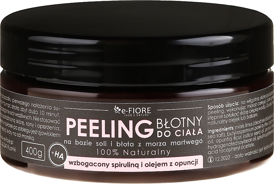 100% Natürliches Schlamm-Körperpeeling mit Spirulina und Kaktusfeigenöl - E-Fiore Body Peeling — Bild N1