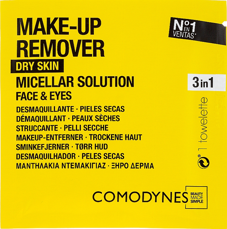 Mizellen-Feuchttücher zum Abschminken - Comodynes Make Up Remover Micellar Solution Easy Cleanser — Bild N1