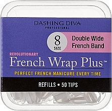 Nageltips French Wrap - Dashing Diva French Wrap Plus Double Wide White 50 Tips Size 8 — Bild N1