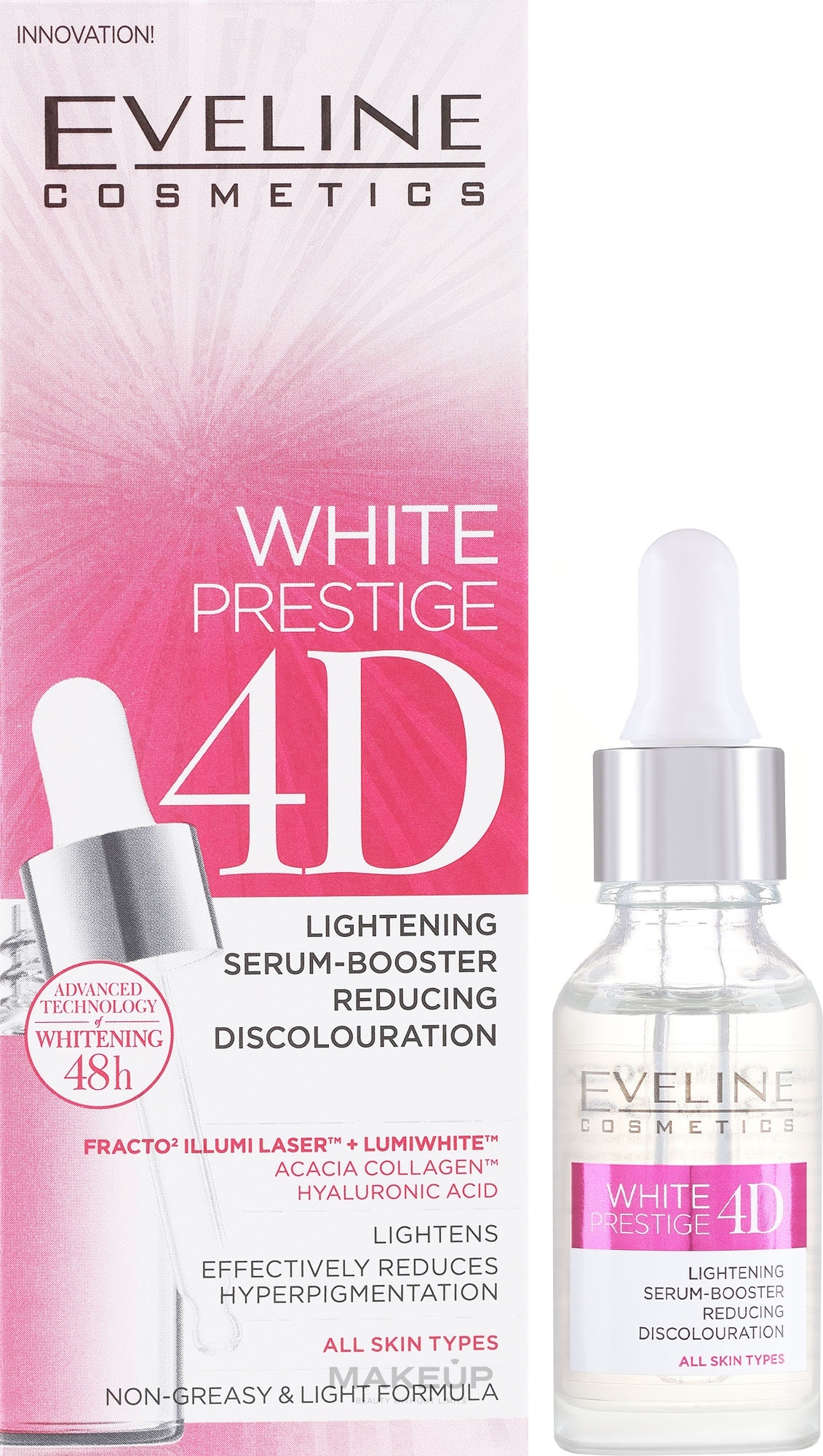 Gesichtsserum - Eveline White Prestige 4D Lightening Serum-Booster Reducing Discolouration — Bild 18 ml