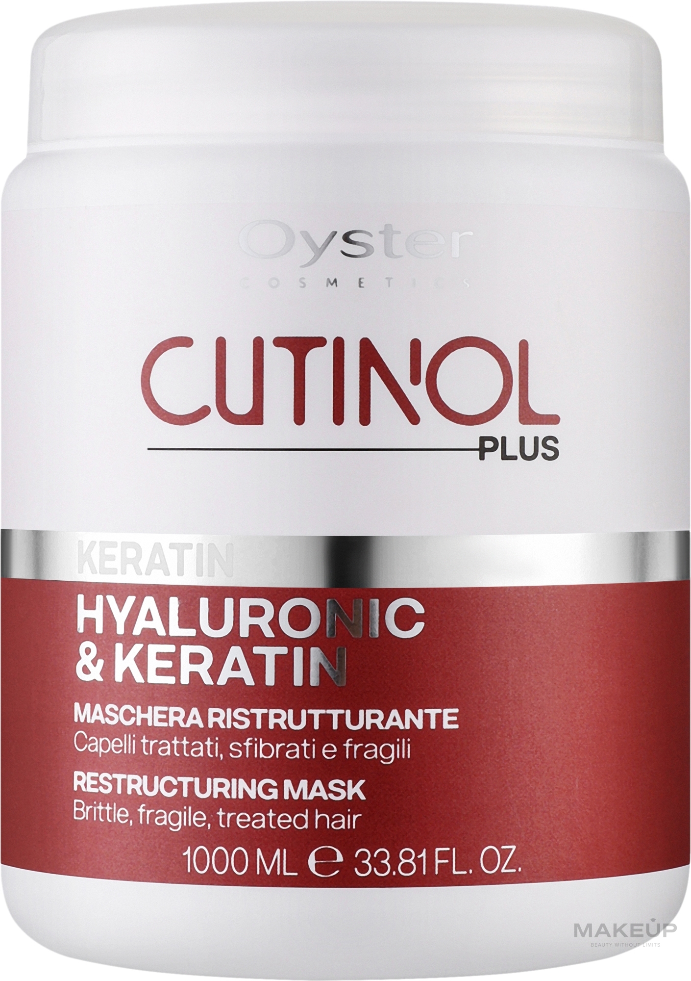 Maske für sprödes und schwaches Haar - Oyster Cutinol Plus Keratin Restructuring Mask — Bild 1000 ml