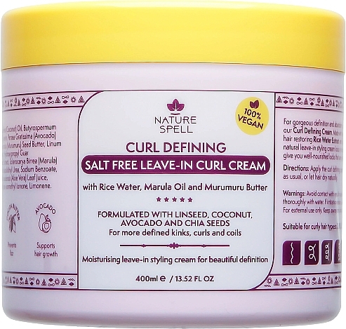Haarcreme - Nature Spell Curl Defining Salt Free Leave in Curl Cream — Bild N1