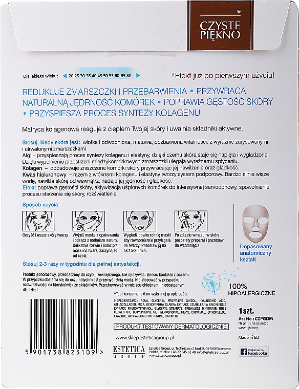 Anti-Aging Tuchmaske mit Kollagen, Hyaluronsäure und Goldpartikeln - Czyste Piekno Bosca Anti-Aging 24K Golden Mask — Bild N2