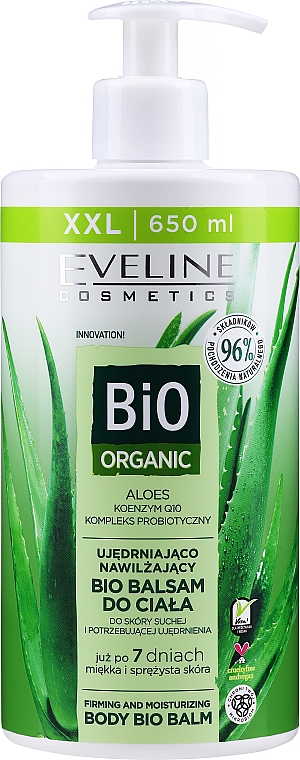Straffender und feuchtigkeitsspendender Bio Körperbalsam mit Aloe Vera für trockene Haut - Eveline Cosmetics Bio Organic Firming & Moisturizing Body Bio Balm Aloe Vera