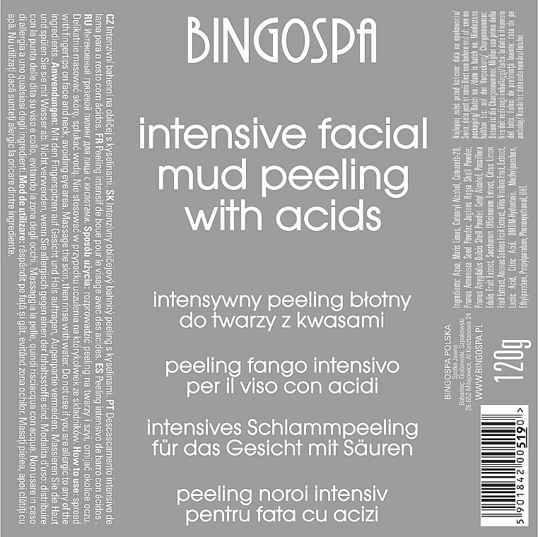 Gesichtspeeling mit Schlamm, Milchsäure und AHA-Säuren - BingoSpa Medium Facial Mud Peeling — Bild N2