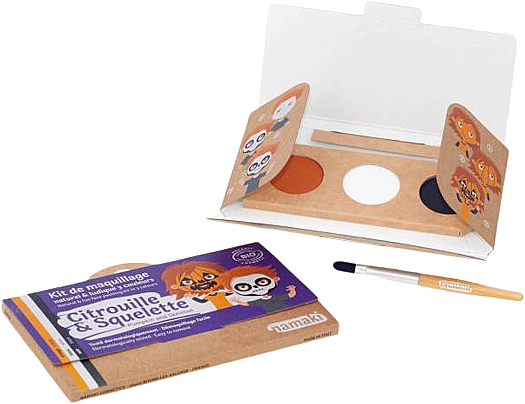 Schminkset für Kinder - Namaki Pumpkin & Skeleton 3-Color Face Painting Kit (Gesichtsfarbe 7,5g + Pinsel 1 St. + Accessories 2 St.) — Bild N2