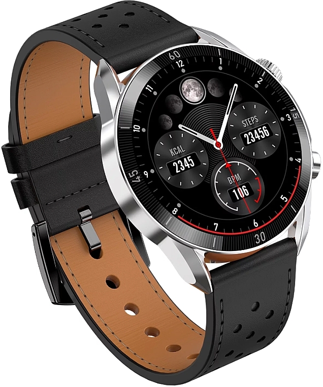 Smartwatch für Herren silbern und schwarzes Armband - Garett Smartwatch V10  — Bild N12
