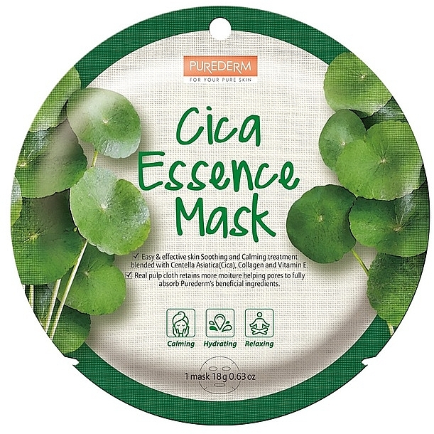 Beruhigende Gesichtsmaske mit Centella Asiatica  - Purederm Cica Essence Mask	 — Bild N1