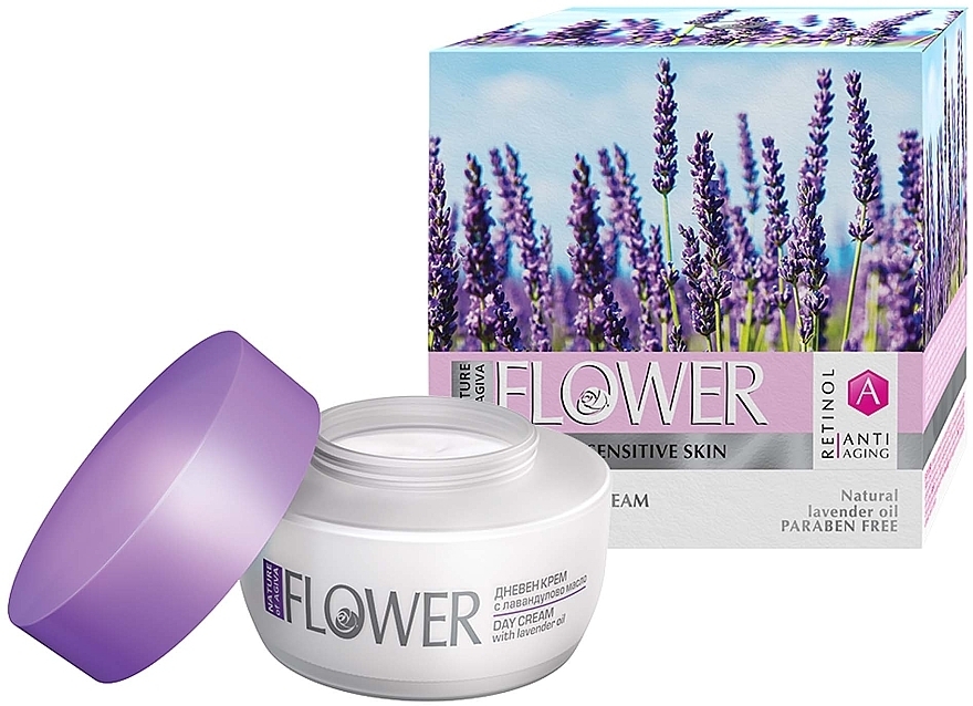 Tagecreme für das Gesicht mit Lavendelöl für trockene und empfindliche Haut - Nature of Agiva Flower Day Cream For Dry Skin — Bild N1