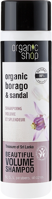 Volumen Shampoo mit Bio-Boragoöl & Sandelholzextrakt - Organic Shop Organic Sandal and Indian Nut Volume Shampoo